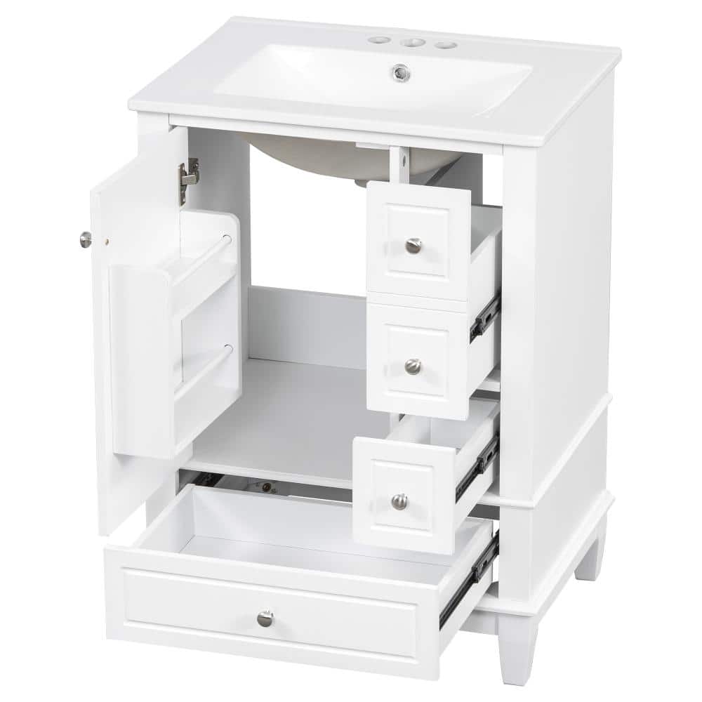 24in. W in Single of Sink Soft Close Door Vanity White Bath Vanity with White Ceramic Top Basin price history on PriceWatchPro