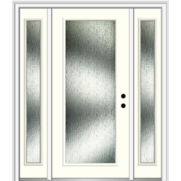MMI Door 60 in. x 80 in. Left-Hand Inswing Rain Glass Alabaster Fiberglass Prehung Front Door on 6-9/16 in. Frame