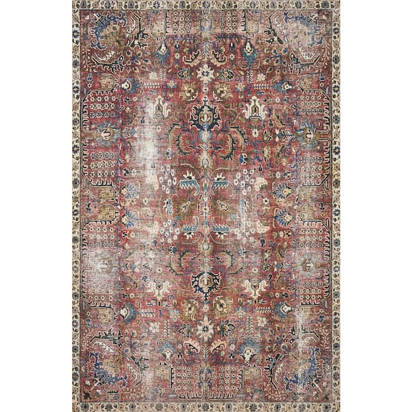 Chris Love Julia Jules Merlot / Multi 3 ft. 6 in. x 5 ft. 6 in.  Traditional Accent Rug