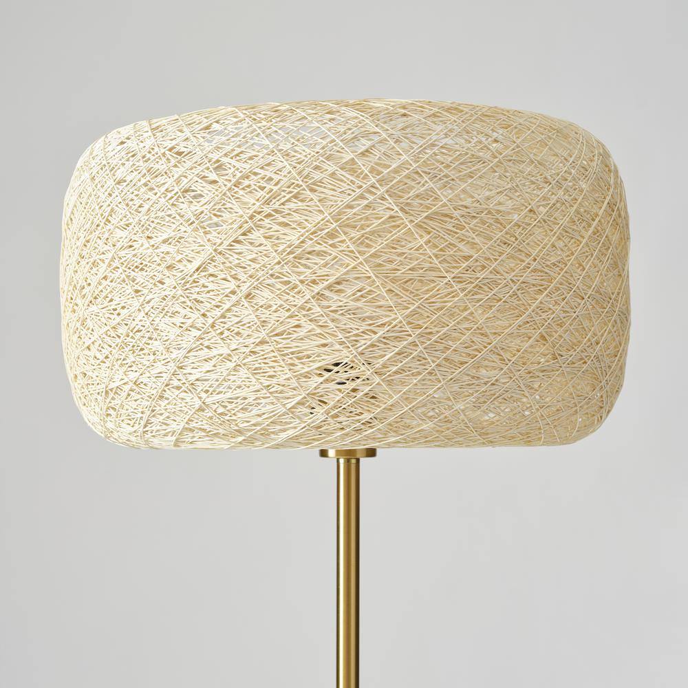 Elegant Gold LED Floor Lamp with Woven Shade