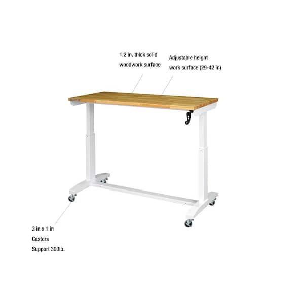 Husky adjustable height work shop table in white