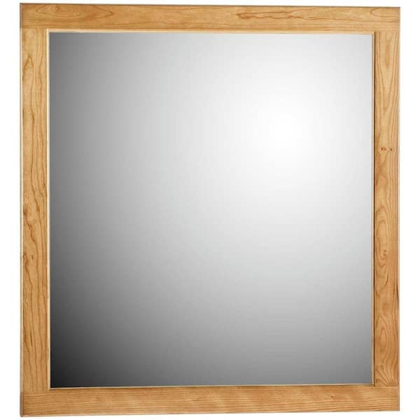 Ultraline 30 in. W x .75 in. D x 32 in. H Framed Wall Mirror in Natural Alder