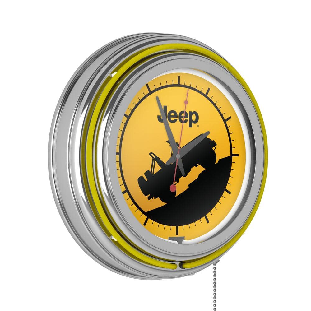 Jeep Yellow Silhouette Lighted Analog Neon Clock JEEP8YELSLYHD The Home Depot