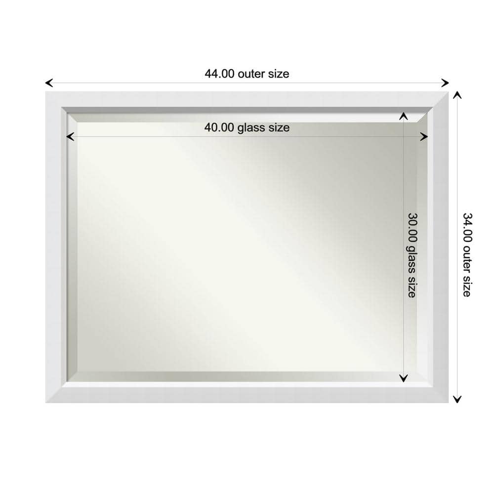 Blanco White Rectangular Wood Framed Bathroom Vanity Mirror