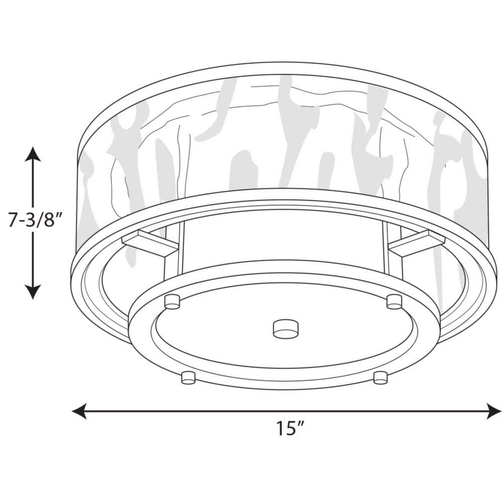 Bay Court Brushed Nickel and Glass 15" Flush Mount Light
