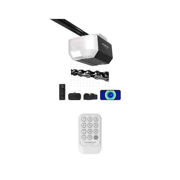 1/2 HP Smart Chain Drive Garage Door Opener with Universal Wireless Keypad