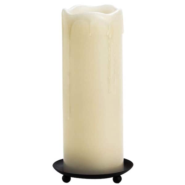 Home Decorators Collection 6 in. H Cream Drip Flameless Pillar with Timer