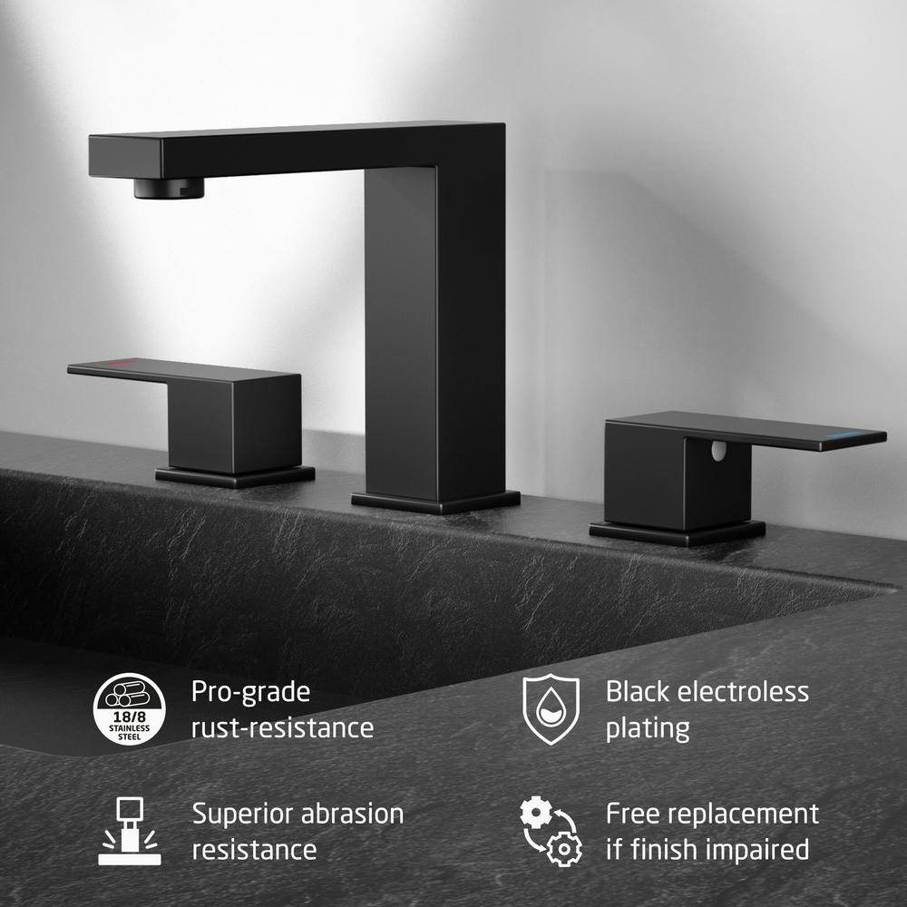 Matte Black Stainless Steel 8-Inch Widespread Bathroom Faucet