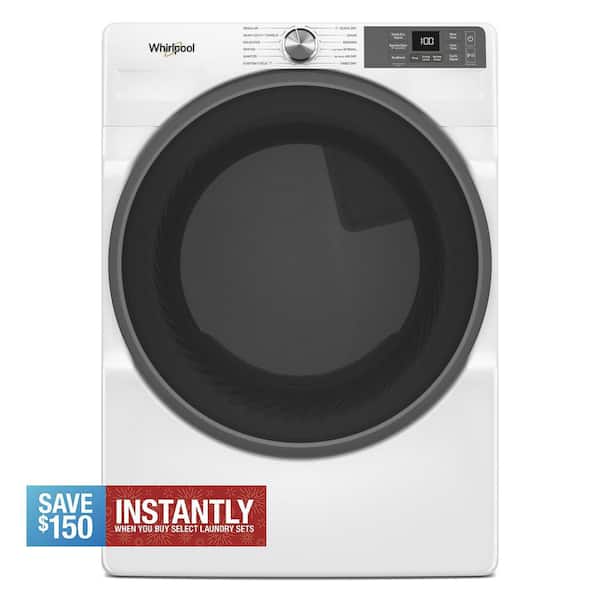 7.4 cu. ft. vented Front Load Electric Dryer in White with Wrinkle Shield Option