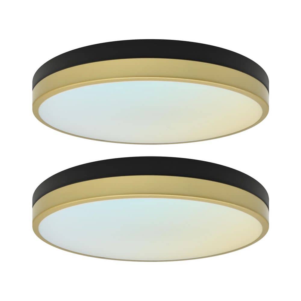 13 In. 1 Light Integrated LED Flush Mount Light, 28W, 1800LM, CRI90, 5CCT, 120° Beam, Dimmable, ETL, Black/Gold 2 Pack price history on PriceWatchPro