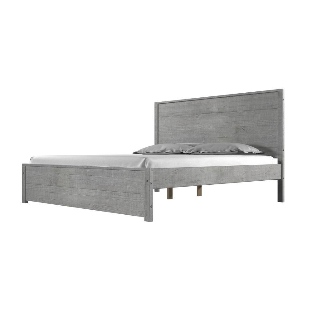 Hampton Driftwood King Size Pine Wood Bed with Headboard