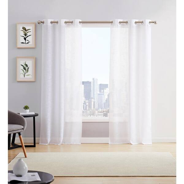 New Net Curtain Set of 5 pieces White and Vine Voile Piping Ready Made Window 