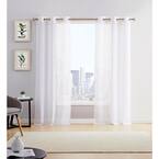 White Linen Grommet Sheer Curtain - 38 in. W x 84 in. L (Set of 2)