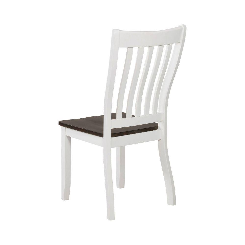 Farmhouse White and Brown Wooden Slat Back Dining Chair