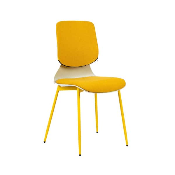 Huluwat Yellow Iron Dining Chair with Foot Pad and Soft Pad Seat (Set of 2)
