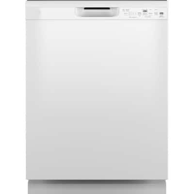 24 in. White Front Control Built-In Tall Tub Dishwasher with Steam Cleaning and 52 dBA