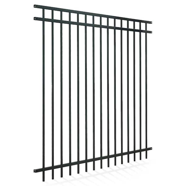 Fencer Wire 6 ft. x 6 ft. Heavy Duty Spaced Bar Flat Top Flat Metal Fence Panel, Anti-Rust Garden Fence Panel (Single Panel)