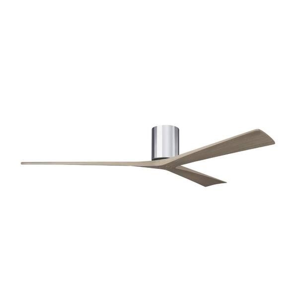 Matthews Fan Company Irene-H 52-in Polished Chrome Indoor/Outdoor Flush Mount Ceiling Fan with Remote (3-Blade)