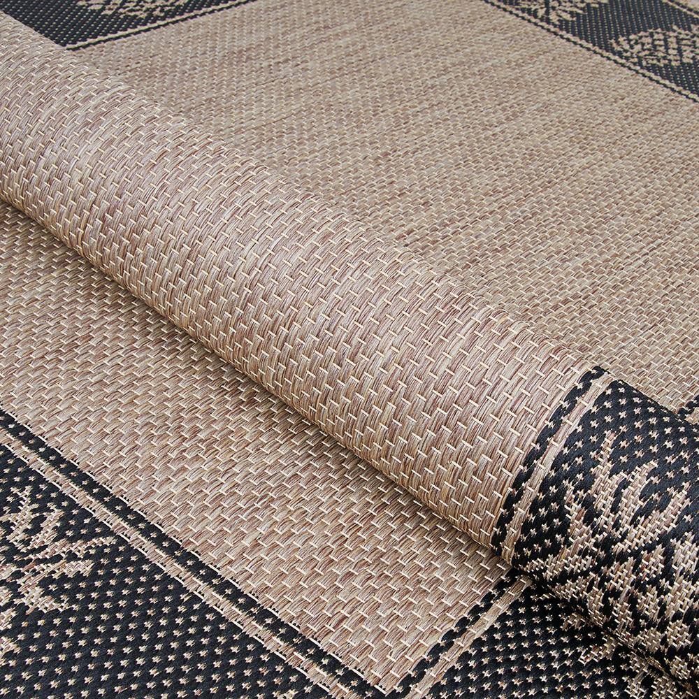 Coastal Cocoa-Black Synthetic Rectangular Outdoor Rug, 3'9" x 5'5"