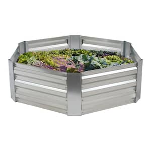 35 in. x 41 in. x 12.25 in. Galvanized Steel Hexagon-Shaped Raised Planter Bed Silver