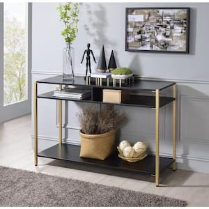 Huntz 47.75 in. Black and Gold Coating Rectangle Wood Console Table