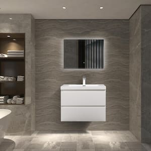 29.5 in. W x 19.7 in. D x 22.5 in. H Bath Vanity in White with White Artificial Marble Top