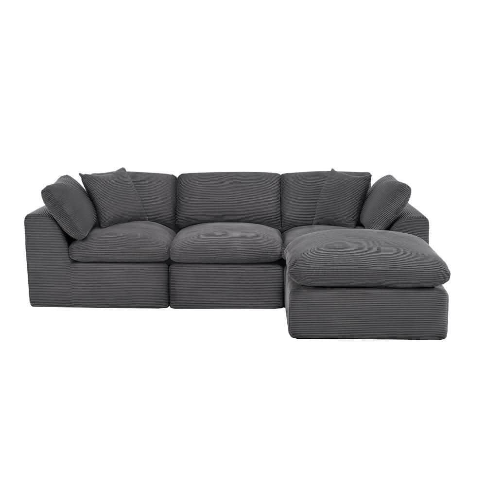 108.00 in. Square Arms Corduroy Modular Sofa Unfinished