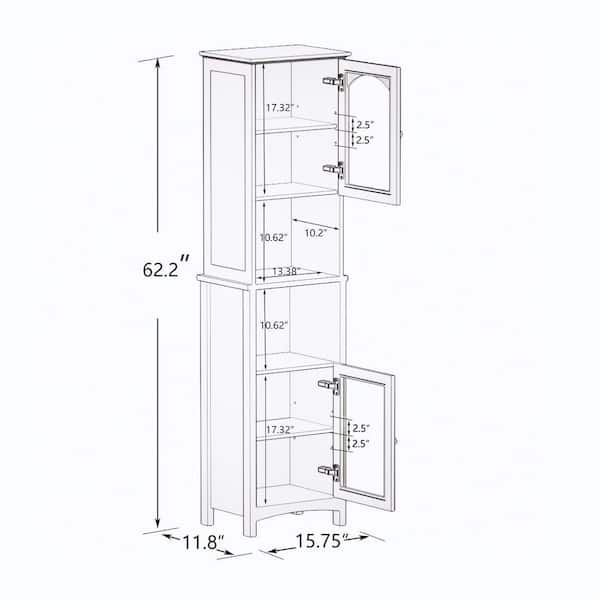 Spirich Home Bathroom Tall Corner Storage Cabinet, Floor Slim Display  Storage Cabinet with Glass Doors and Adjustable Shelves for Bathroom,  Kitchen