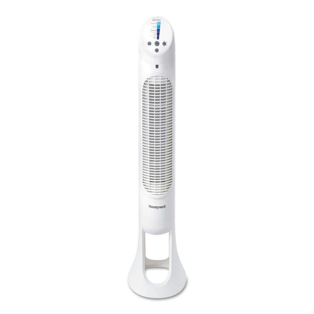 Honeywell 40 inch Bedroom and Living Room White Oscillating QuietSet Tower Fan with 5 Levels of Quiet Remote Control and Powerful Airflow for Fast Whole Room Cooling HYF260W