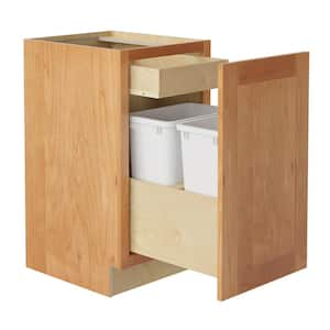 Newport 18 in. W x 24 in. D x 34.5 in. H Assembled Plywood Trash Can Kitchen Cabinet in Cinnamon with Soft Close