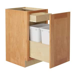 Hargrove Cinnamon Stain Plywood Shaker Assembled Trash Can Kitchen Cabinet Soft Close 21 in W x 24 in D x 34.5 in H