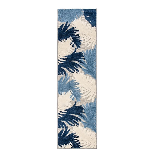 Tropical Floral Border Non-Shedding Outdoor Rugs - 2' x 7