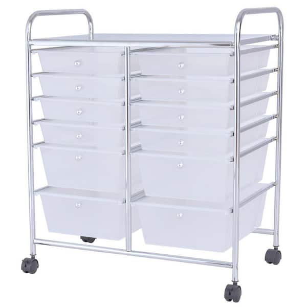 3.95 Gallon 20 Drawer Rolling Metal and Plastic Storage Bin with
