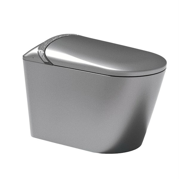 1.28 GPF Elongated Night Light Smart Toilet Bidet Built In and Auto Open/Close Seat Warm Water and Dryer in Matte Grey