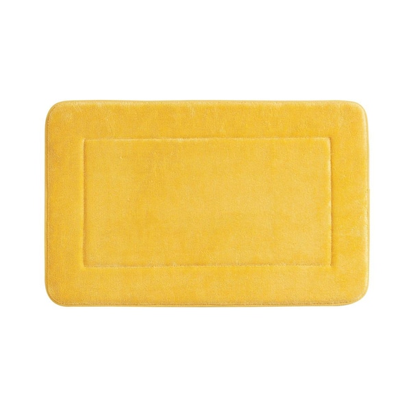 Oliver Brown Terry Daffodil Yellow 20 in. x 32 in. Microfiber Memory Foam Bath Mat