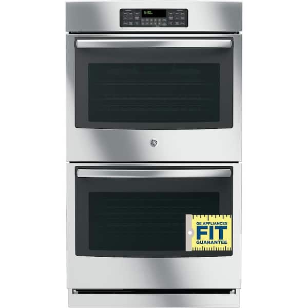 GE 30 in. Double Electric Wall Oven Self-Cleaning with Steam in Stainless Steel