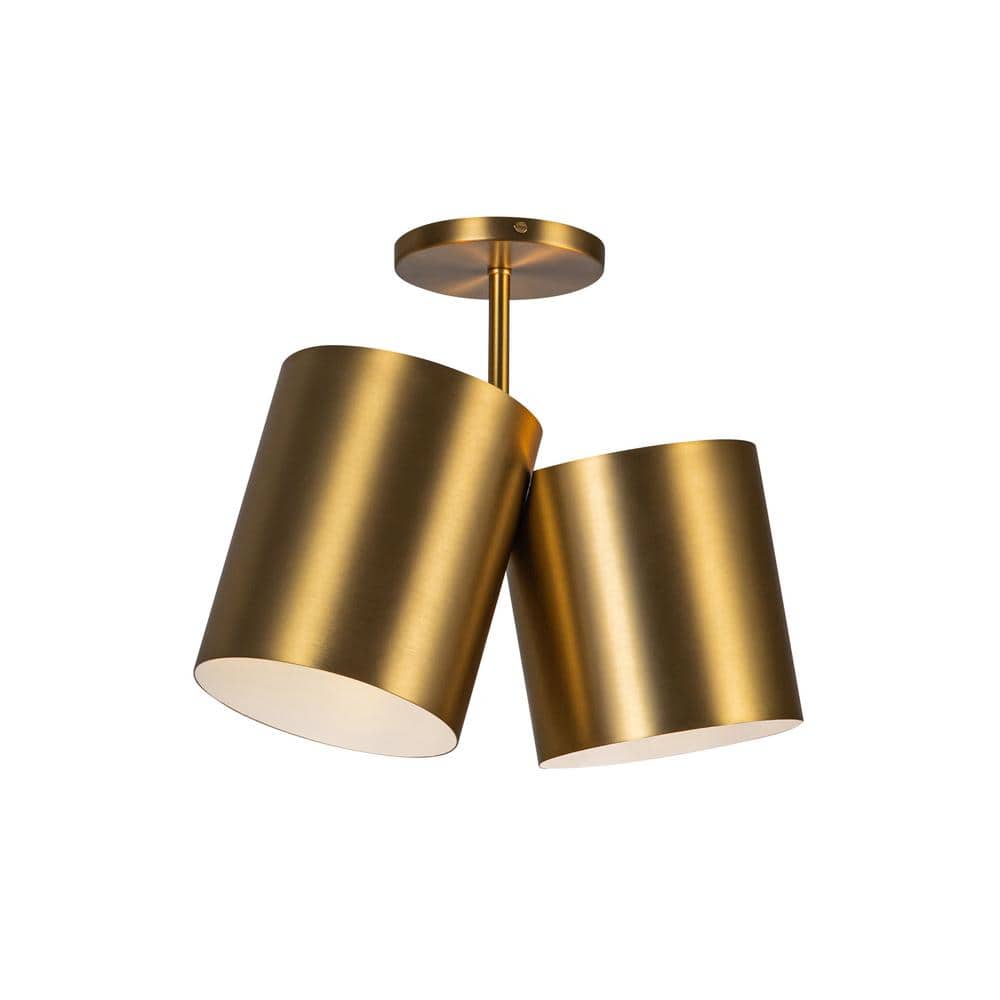 Keiko 14 in. 2 Light 60-Watt Brushed Gold Semi-Flush Mount price history on PriceWatchPro