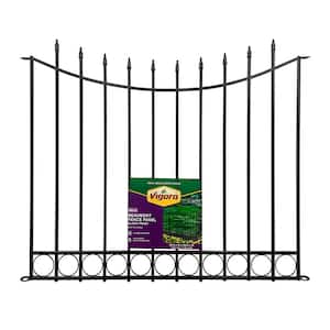 Beaumont 40.4 in. H x 49.6 in. W Black Steel 3-Rail Fence Panel (4-Pack)