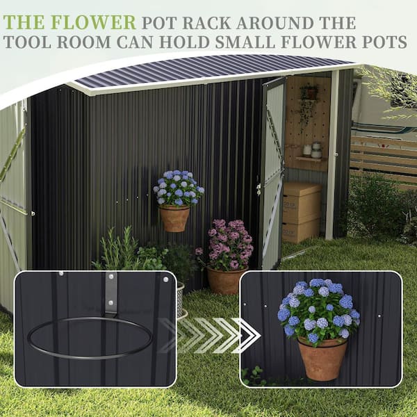 Dodheimsgard ブラックメタル black l Flynama 10x12FT Campcraft Metal Storage Shed, Lockable Door for
