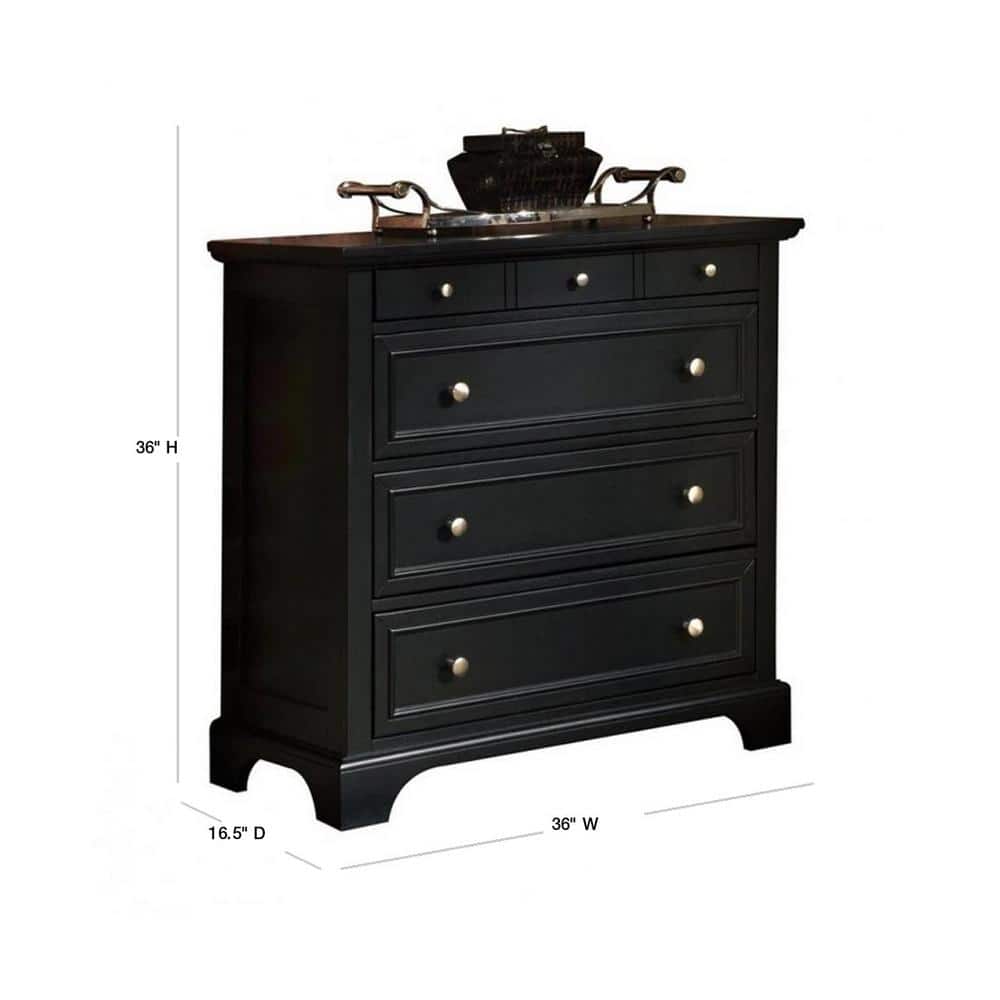 Black Hardwood and Engineered Wood Chest with Felt Lined Drawer