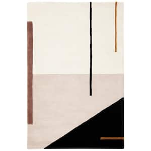 Fifth Avenue Ivory/Black Doormat 2 ft. x 4 ft. Abstract Geometric Striped Area Rug