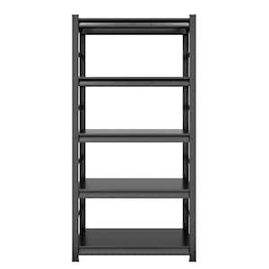 Black 72 in. H 5-Tier Heavy-Duty Metal Pantry Organizer with Adjustable Shelves