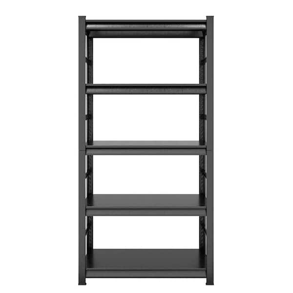 Unbranded Black 72 in. H 5-Tier Heavy-Duty Metal Pantry Organizer with Adjustable Shelves
