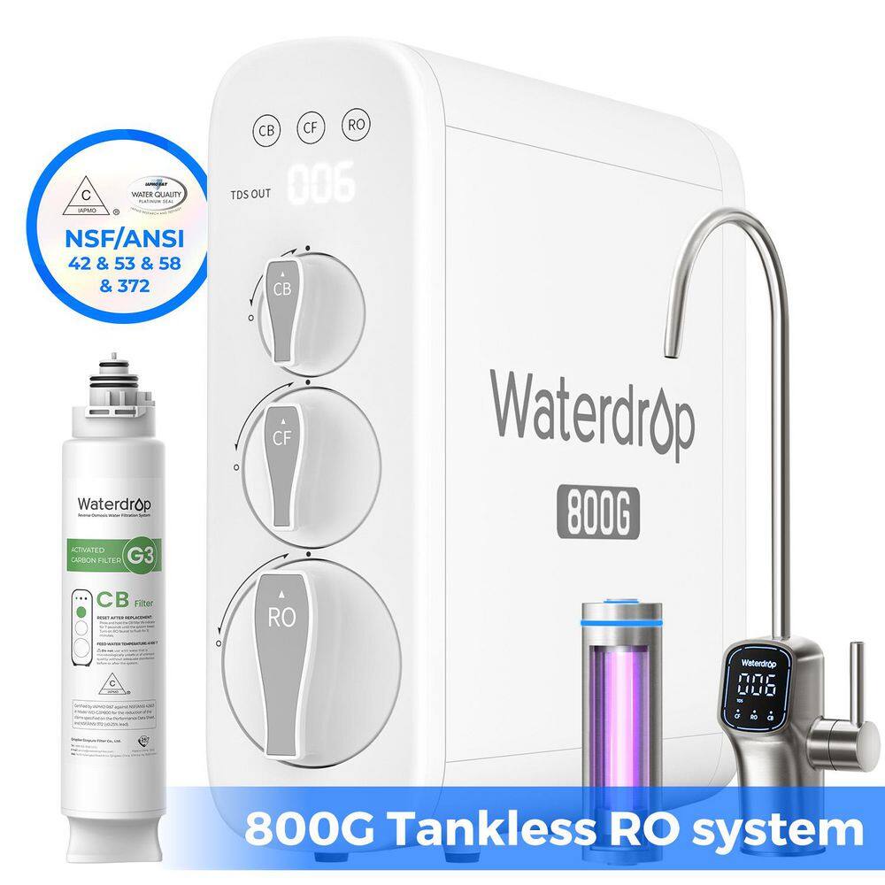 G3P800 Reverse Osmosis System, 800 GPD, NSF/ANSI 42,58,372 Certified, 3:1 Pure to Drain, Tankless, Extra CB Filter price history on PriceWatchPro