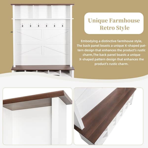 〆3/31 WHITE_WOOD_BENCH #4 Weston White Solid Maple Wood Hall Tree Bench – Upstate Amish