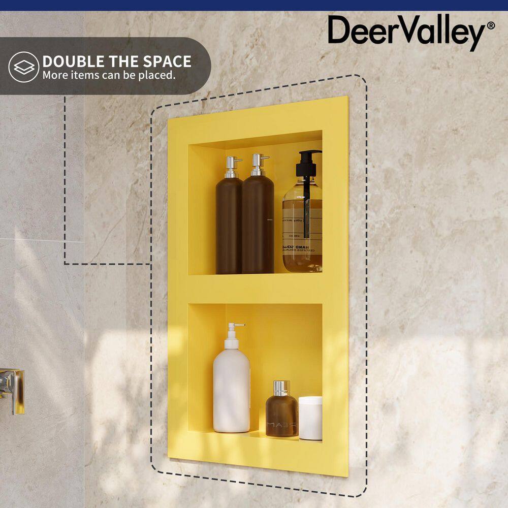 Yellow Stainless Steel Double Shelf Wall Niche for Shower