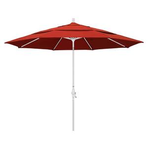 11 ft. Aluminum Collar Tilt Double Vented Patio Umbrella in Sunset Olefin