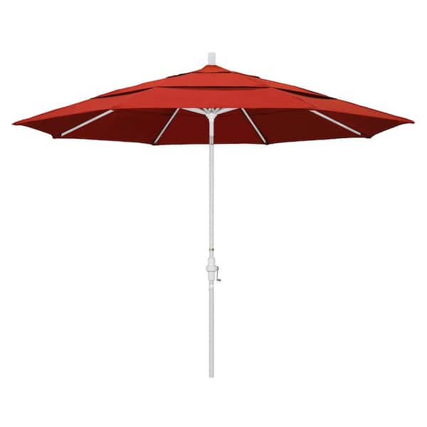 California Umbrella 11 ft. Aluminum Collar Tilt Double Vented Patio Umbrella in Sunset Olefin