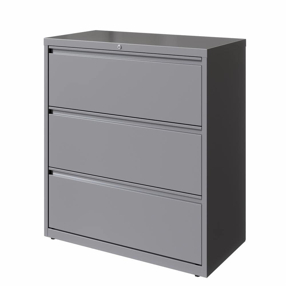 36" Wide Arctic Silver Metal 3-Drawer Lateral File Cabinet