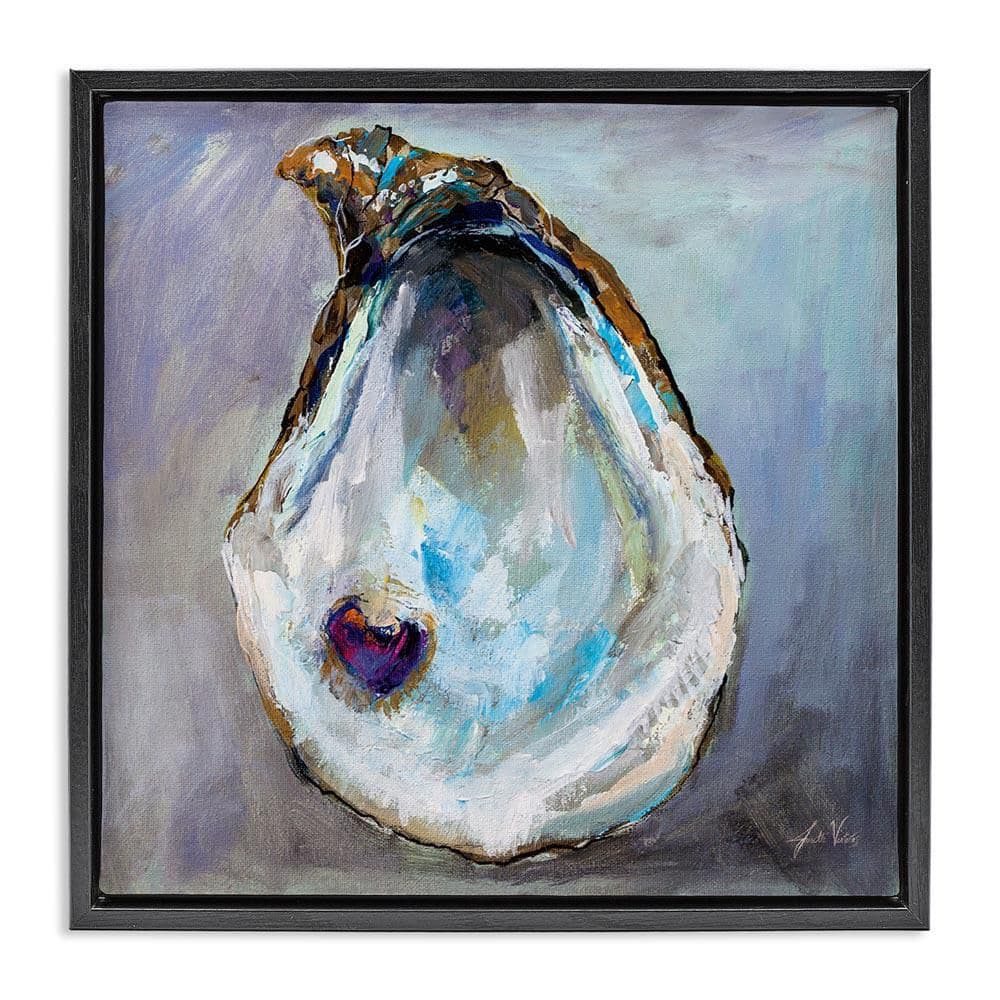 Oyster Shell with Pearl by Jeanette Vertentes Black Floater Frame Graphic Art Print Animal 25 in. x 25 in. price history on PriceWatchPro